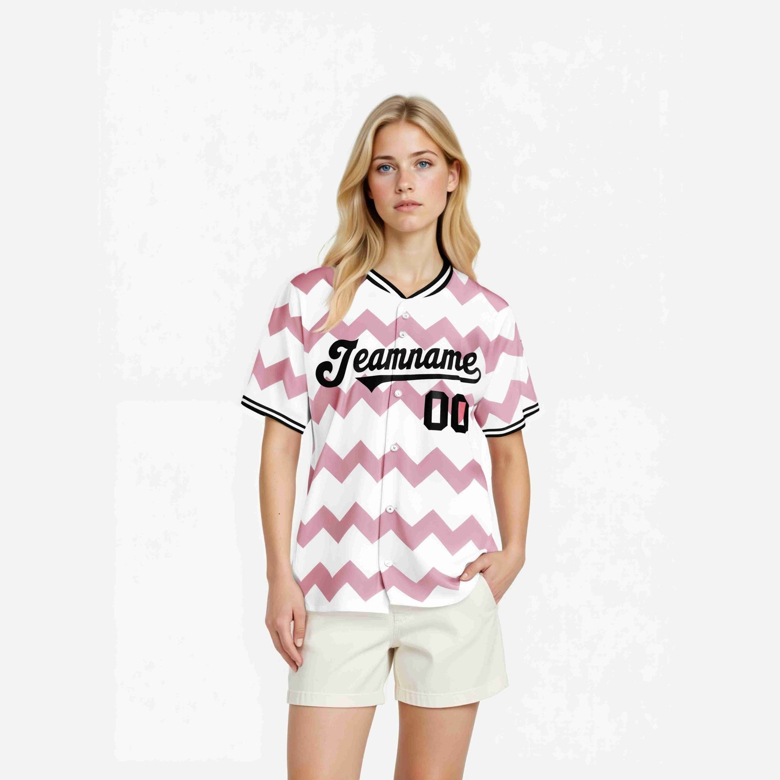 Custom White Black Authentic Corrugated Fashion Baseball Jersey