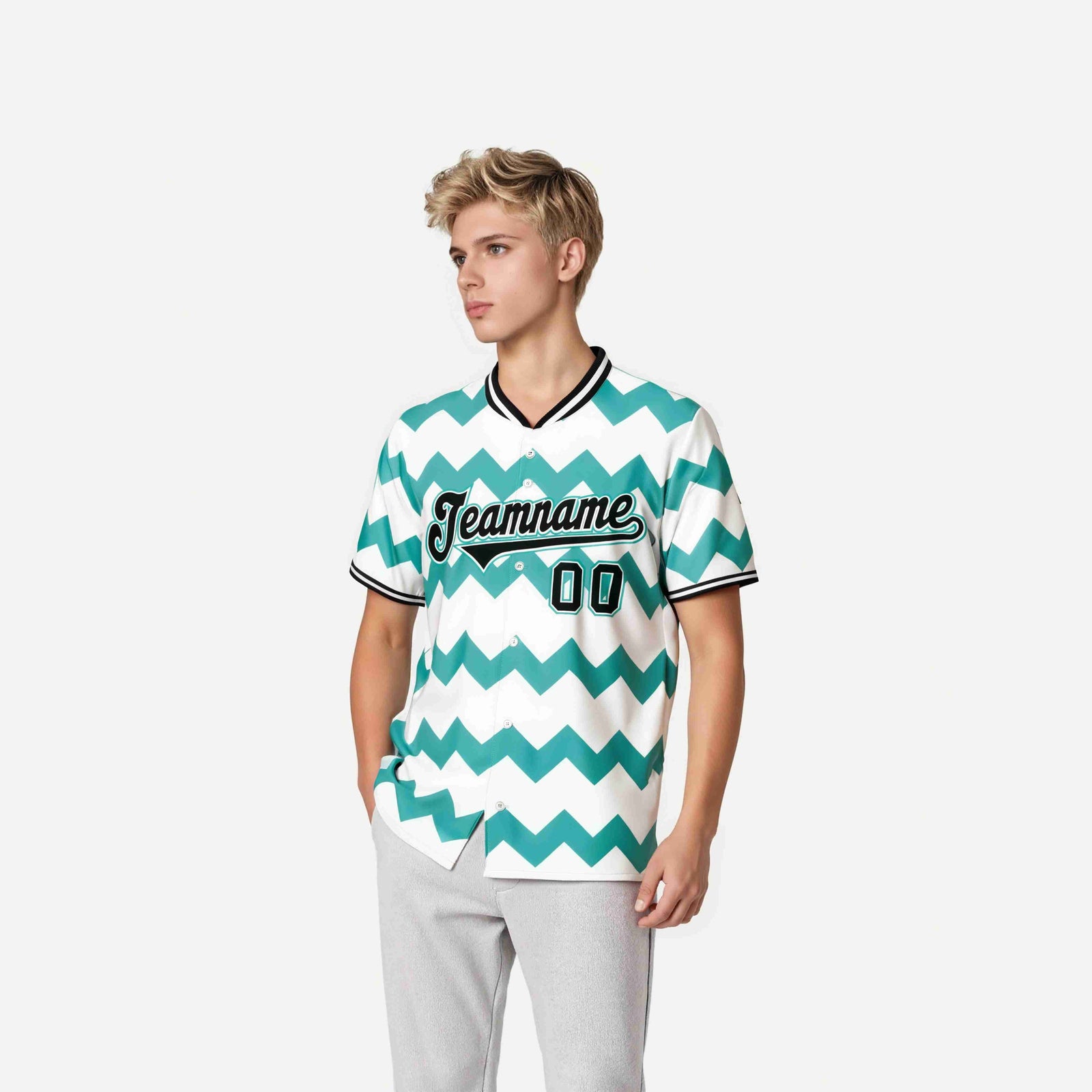 Custom White Black Authentic Corrugated Fashion Baseball Jersey