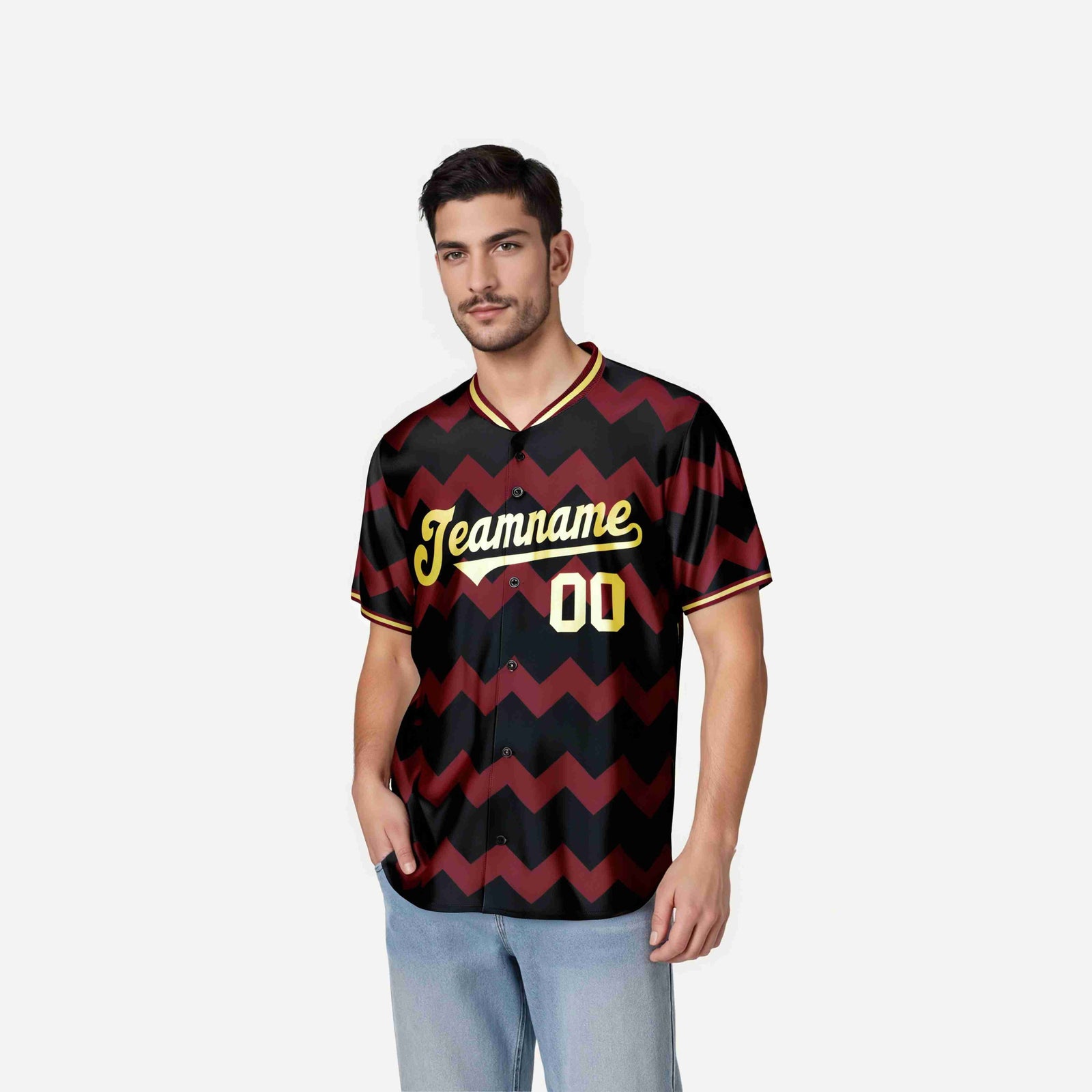 Custom Black Crimson Khaki Authentic Corrugated Fashion Baseball Jersey