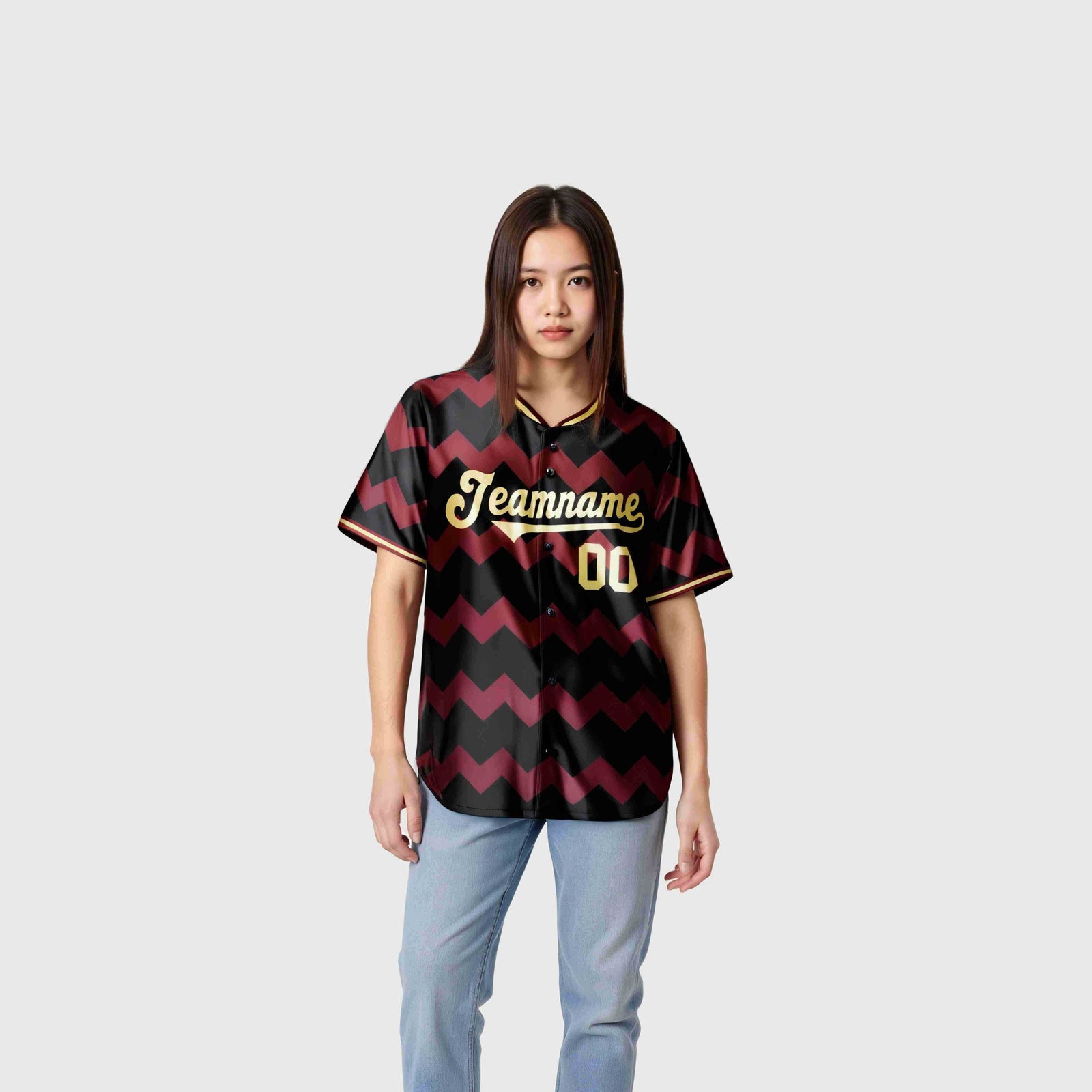 Custom Black Crimson Khaki Authentic Corrugated Fashion Baseball Jersey