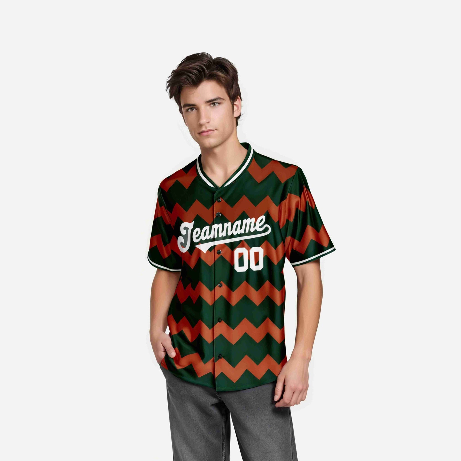 Custom Green White Authentic Corrugated Fashion Baseball Jersey