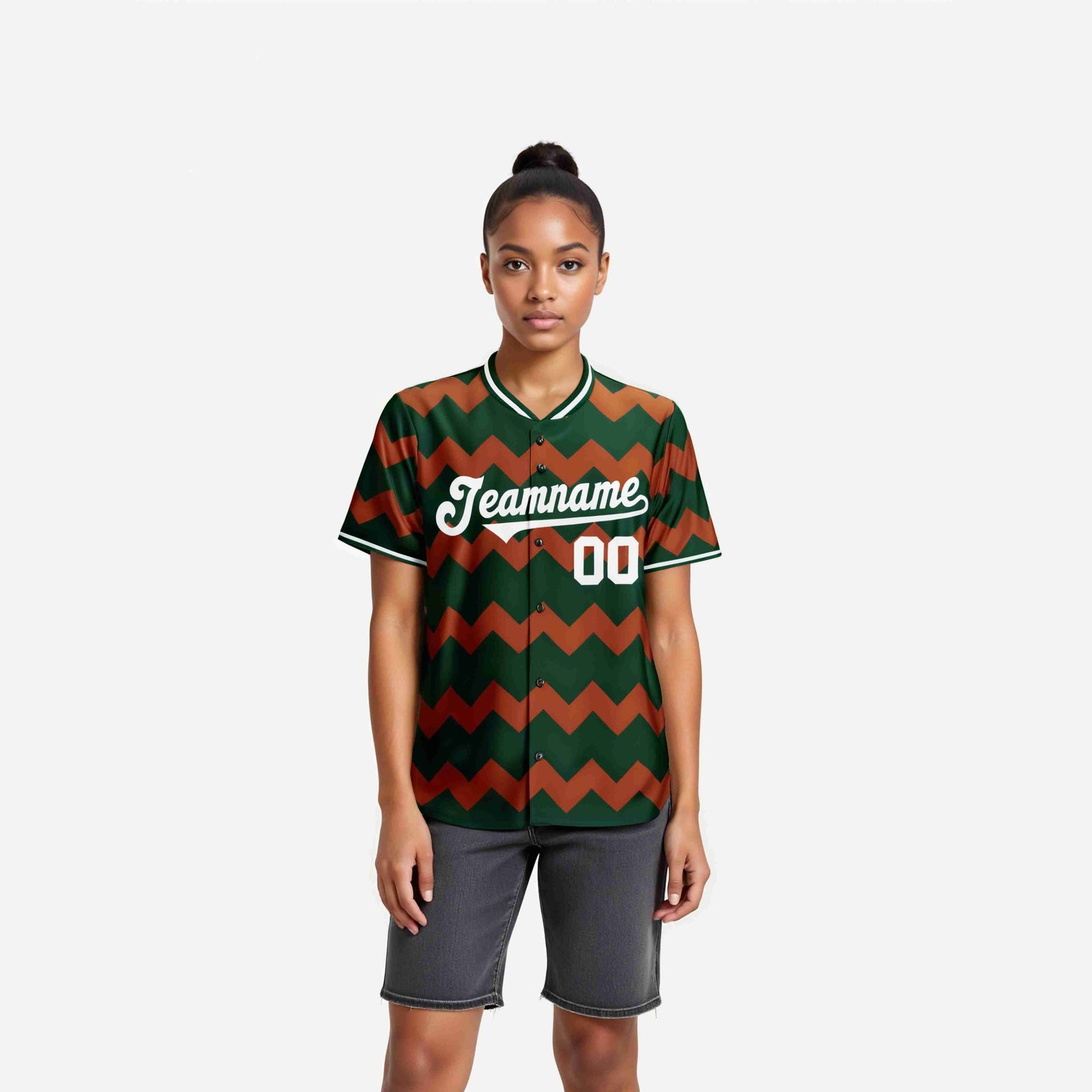 Custom Green White Authentic Corrugated Fashion Baseball Jersey