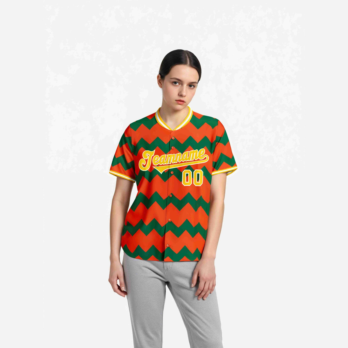 Custom Orange Gold Kelly Green Authentic Corrugated Fashion Baseball Jersey