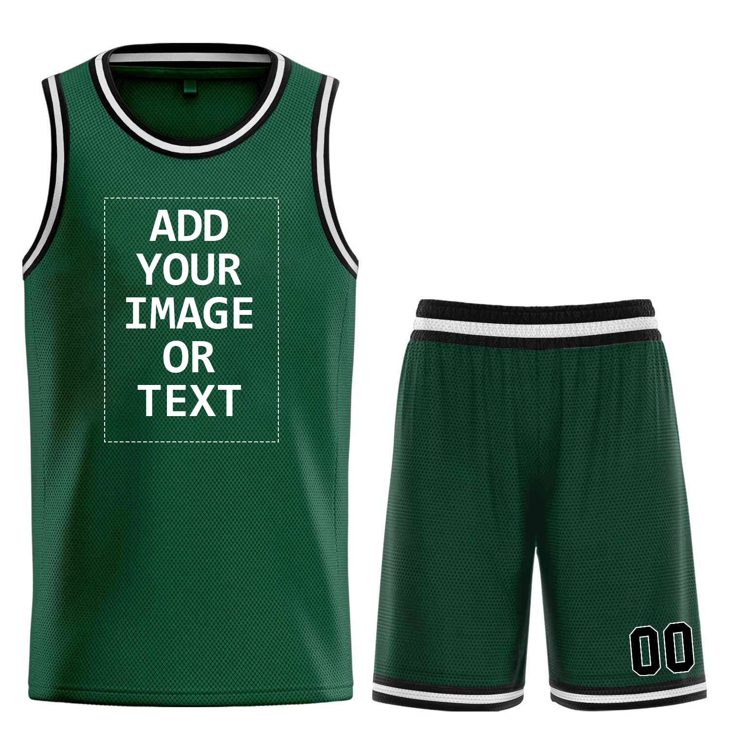 Custom Logo/Text Hunter Green Black-White Classic Sets Curved Basketball Jersey