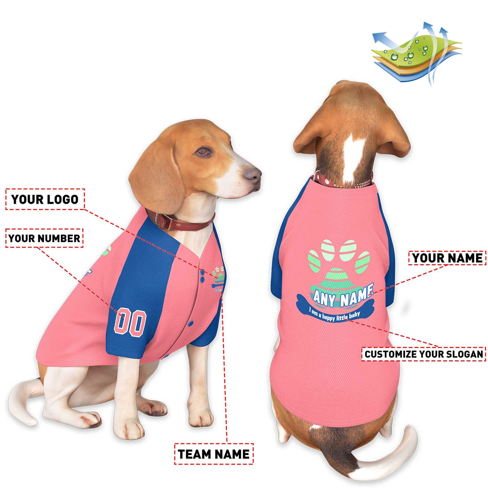 Custom Pink Royal Raglan Sleeves Dog Jersey