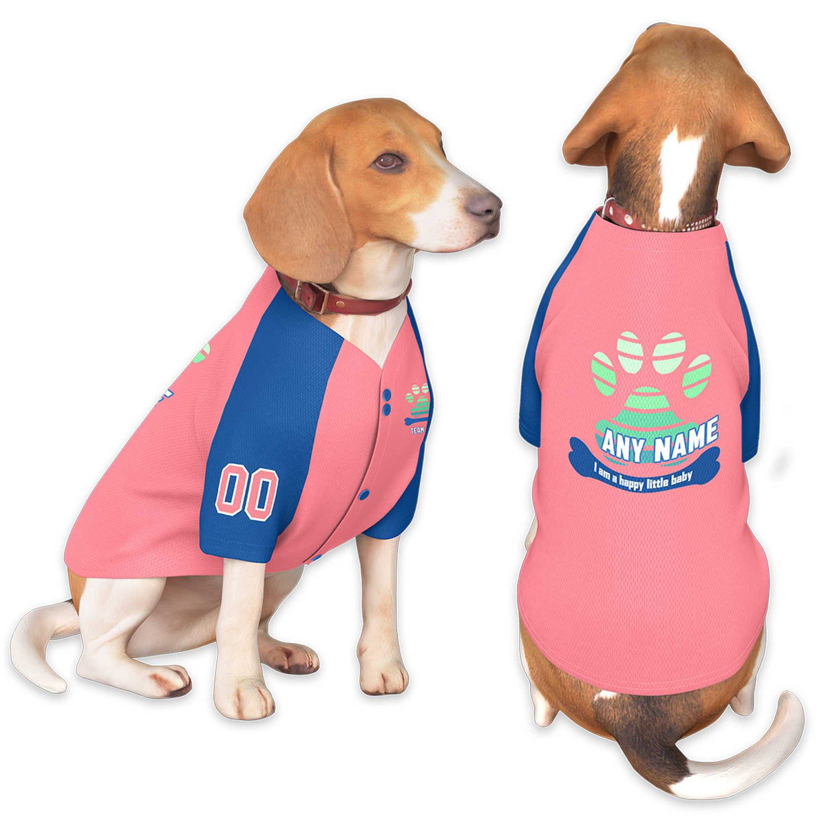 Custom Pink Royal Raglan Sleeves Dog Jersey