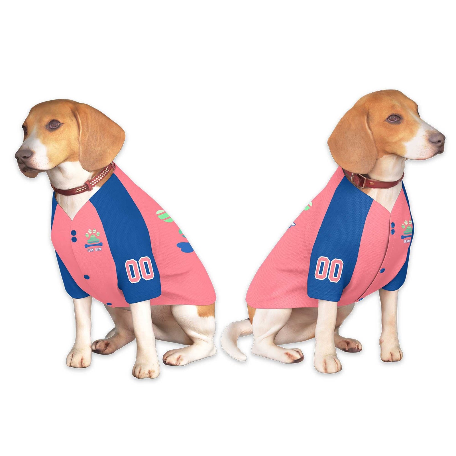 Custom Pink Royal Raglan Sleeves Dog Jersey