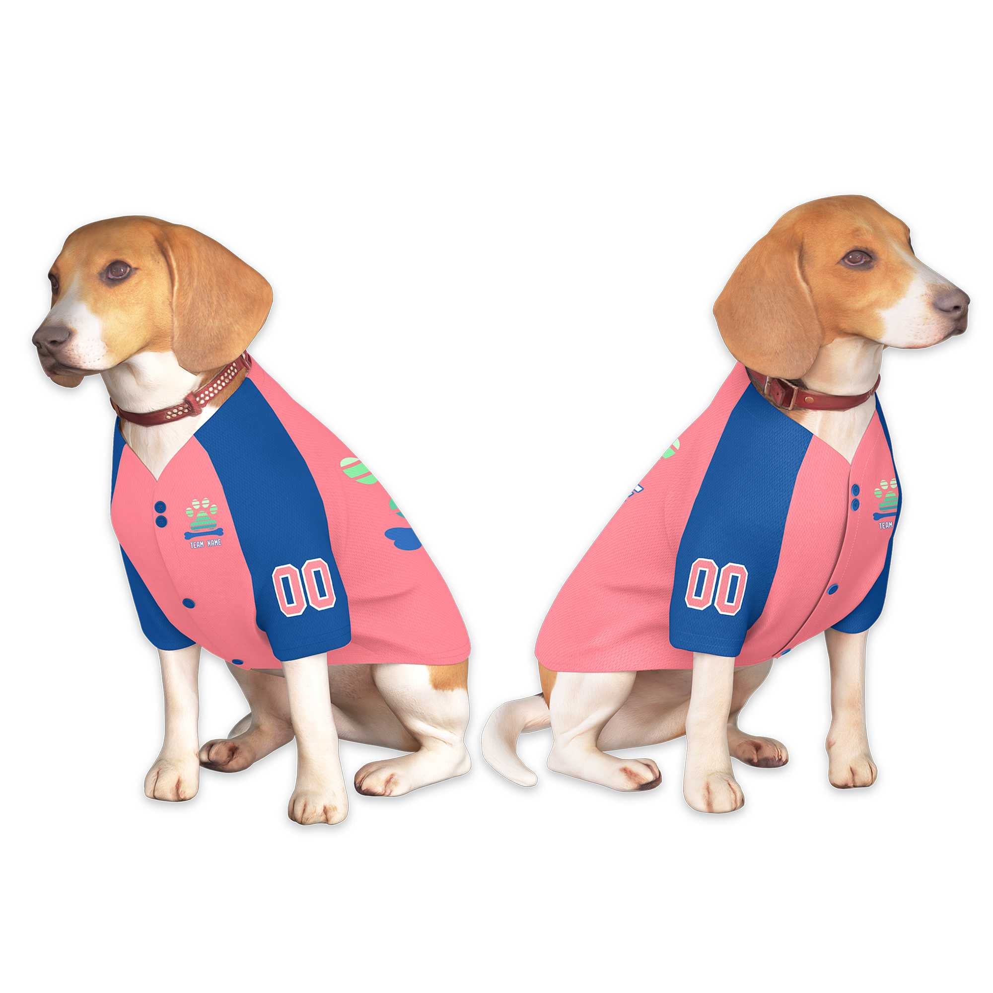 Custom Pink Royal Raglan Sleeves Dog Jersey
