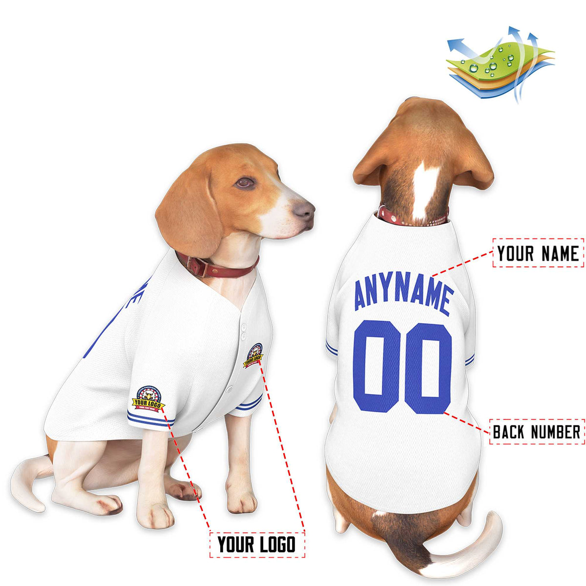 Custom White Royal Classic Style Dog Jersey