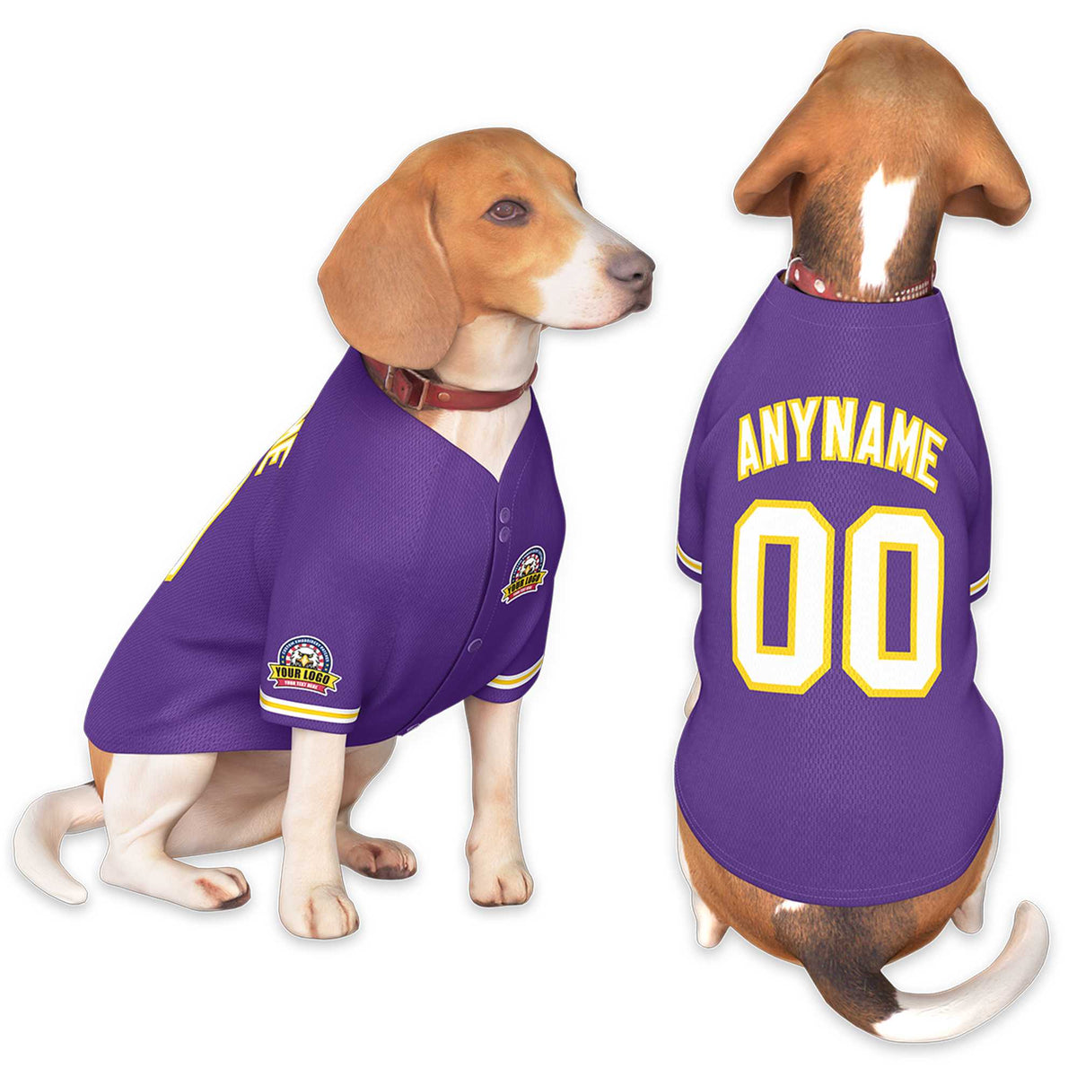 Custom Purple White-Gold Classic Style Dog Jersey