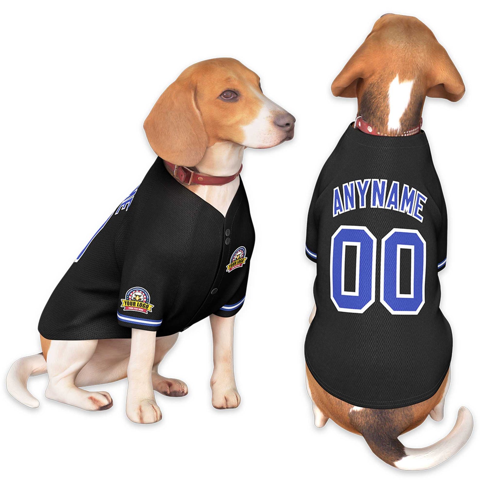 Custom Black Royal-White Classic Style Dog Jersey