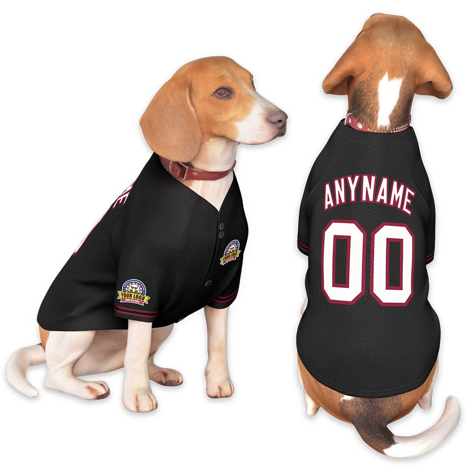 Custom Black White-Crimson Classic Style Dog Jersey