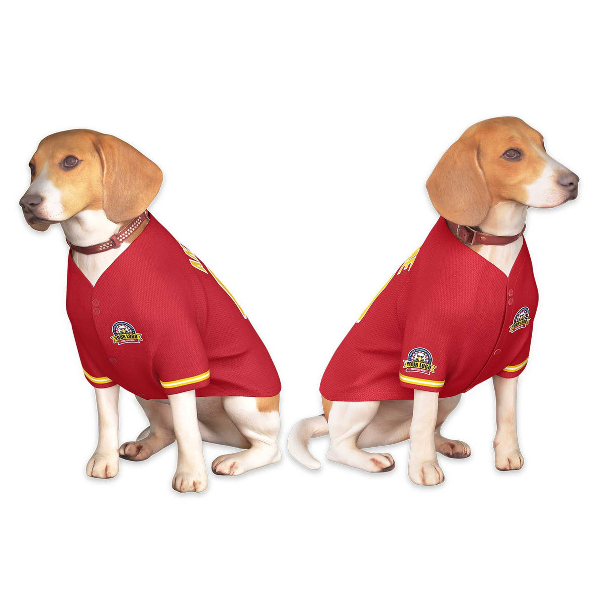 Custom Red Gold-White Classic Style Dog Jersey