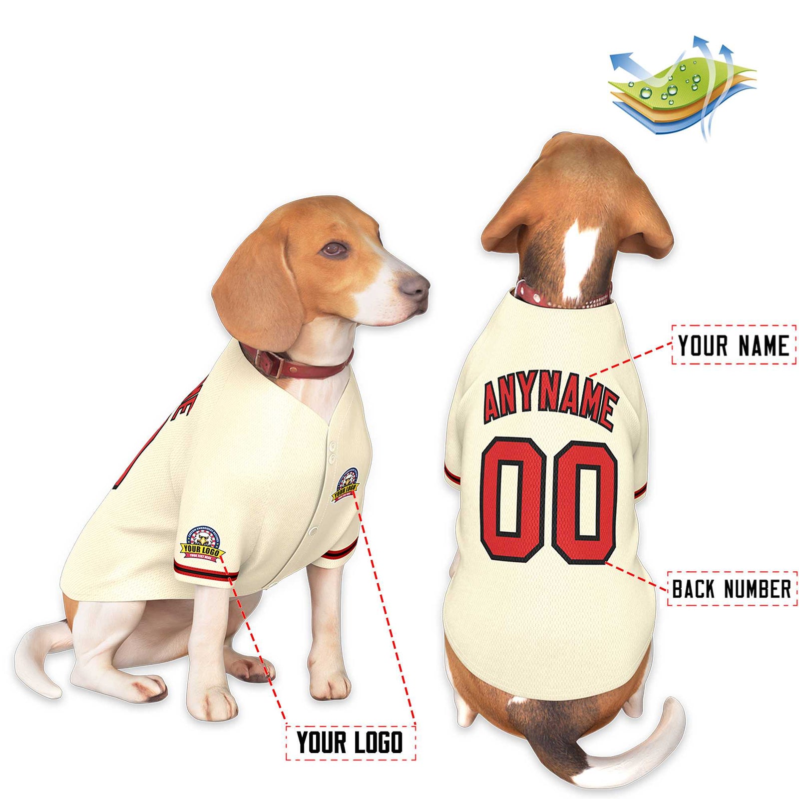 Custom Khaki Red-Black Classic Style Dog Jersey