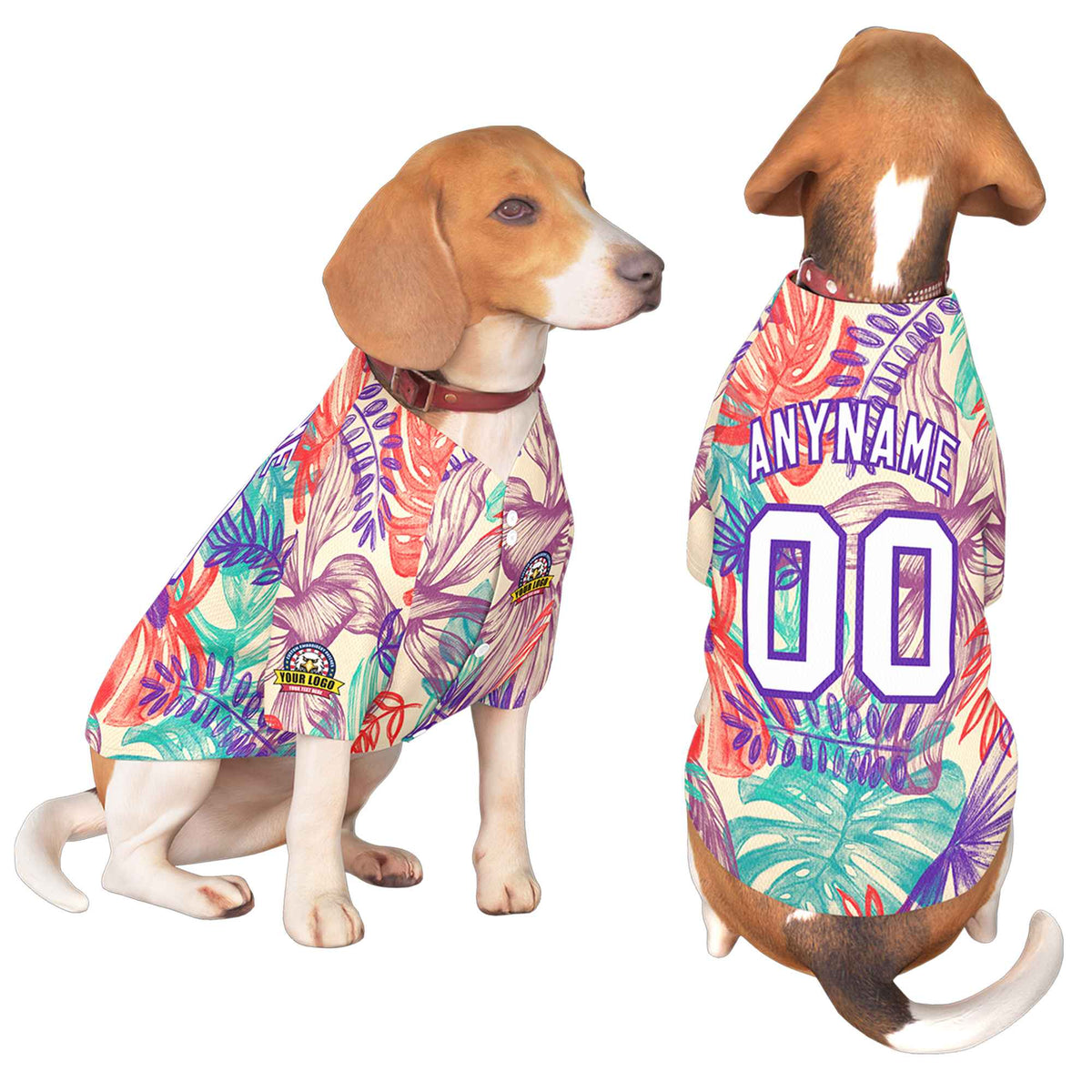 Custom White Purple Graffiti Pattern Dog Jersey