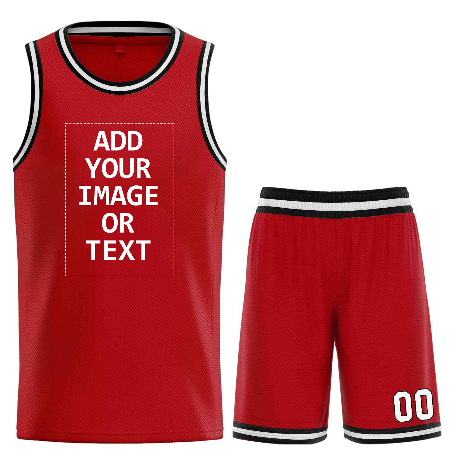 Custom Logo/Text Red Black-White Classic Sets Curved Basketball Jersey