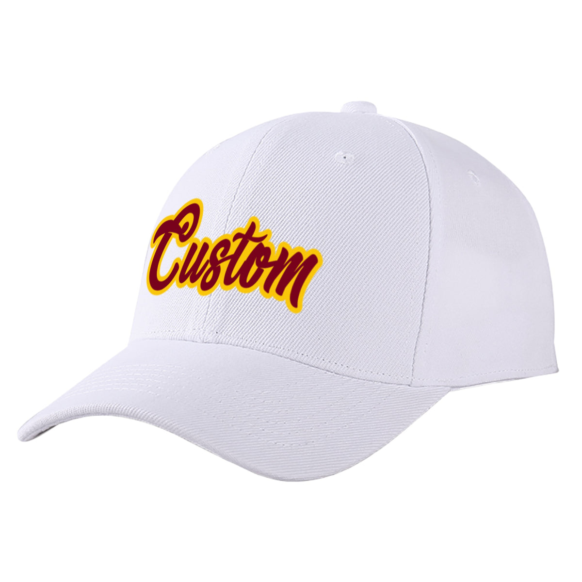 Custom White Crimson Baseball Cap Curved Eaves Hats Vintage Design for Men/Women/Youth