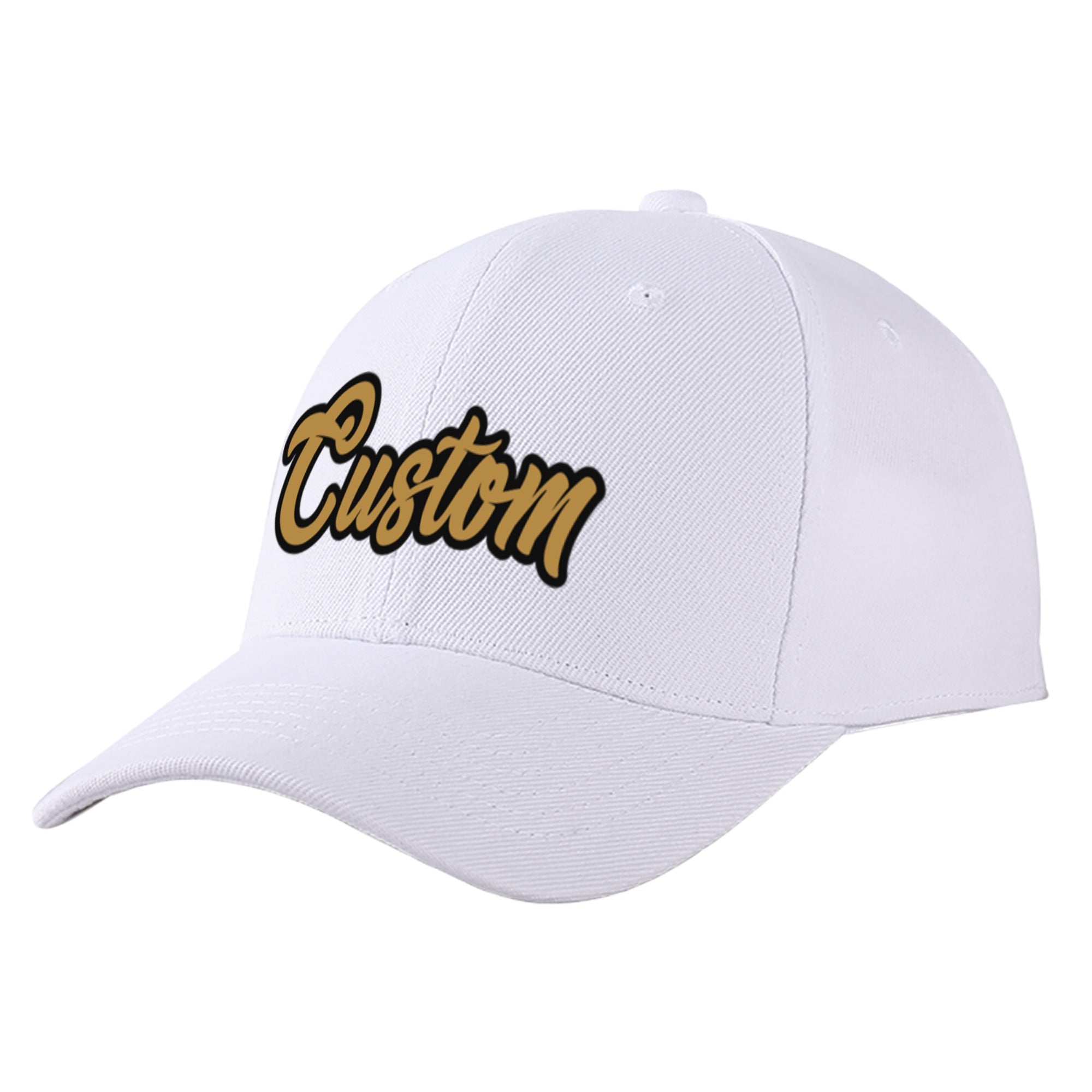 Custom White Old Gold Baseball Cap Curved Eaves Hats Vintage Design for Men/Women/Youth