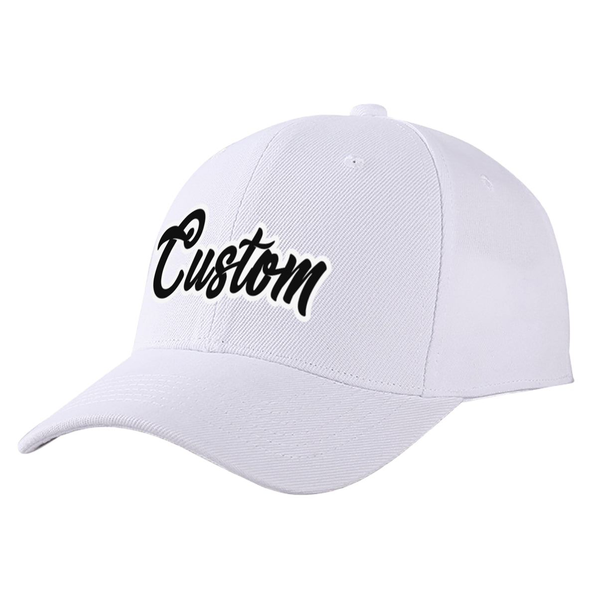 Custom White Black Baseball Cap Curved Eaves Hats Vintage Design for Men/Women/Youth