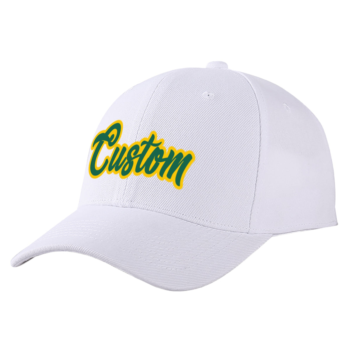 Custom White Kelly Green Baseball Cap Curved Eaves Hats Vintage Design for Men/Women/Youth