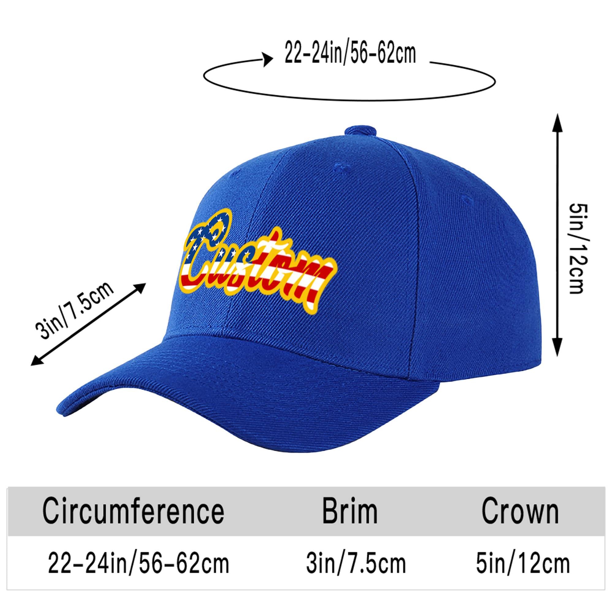 Custom Royal Blue Usa Baseball Cap Curved Eaves Hats Vintage Design for Men/Women/Youth