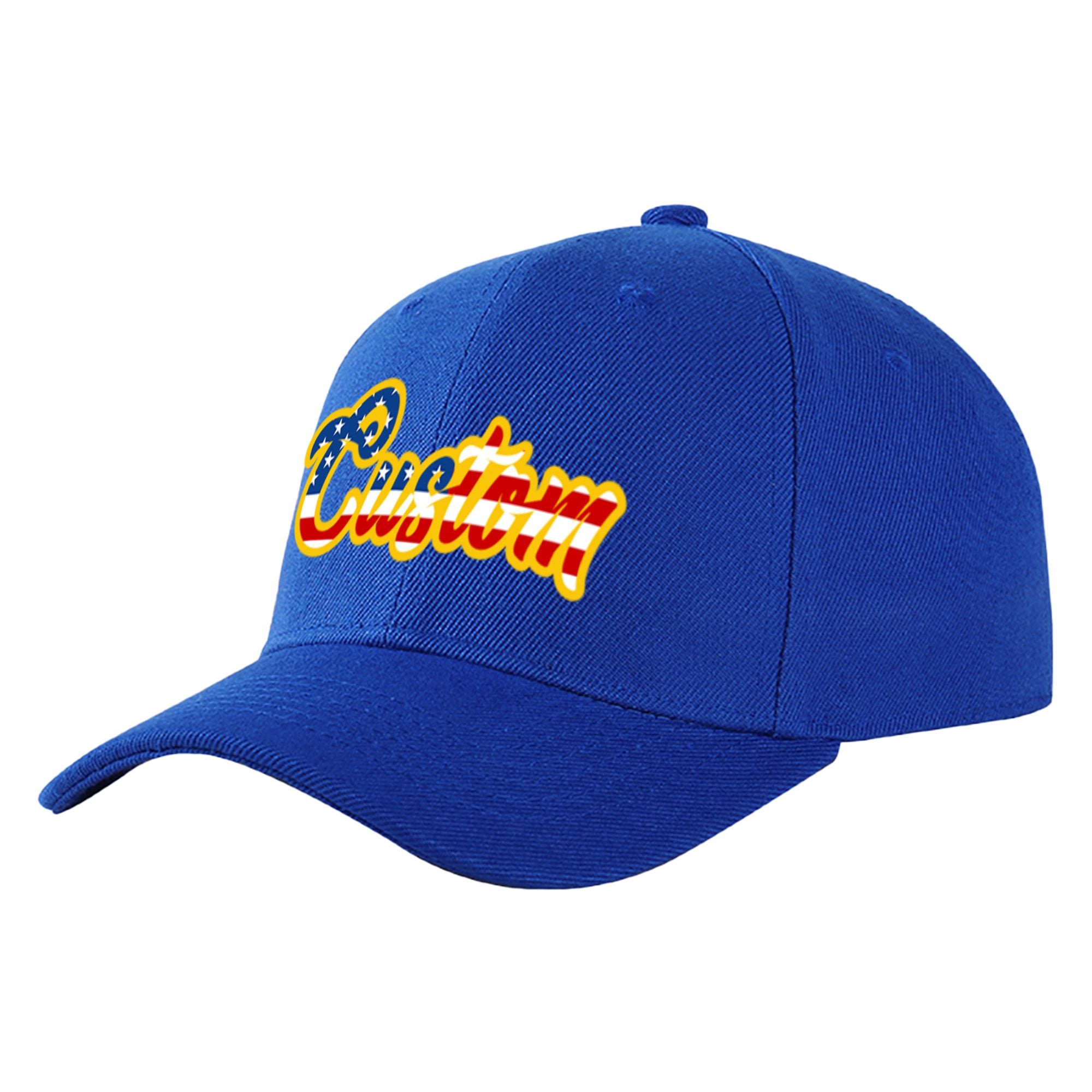 Custom Royal Blue Usa Baseball Cap Curved Eaves Hats Vintage Design for Men/Women/Youth