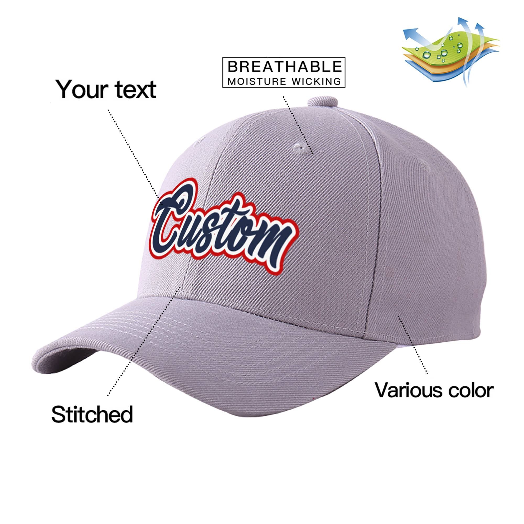 Custom Gray Navy Baseball Cap Curved Eaves Hats Vintage Design for Men/Women/Youth