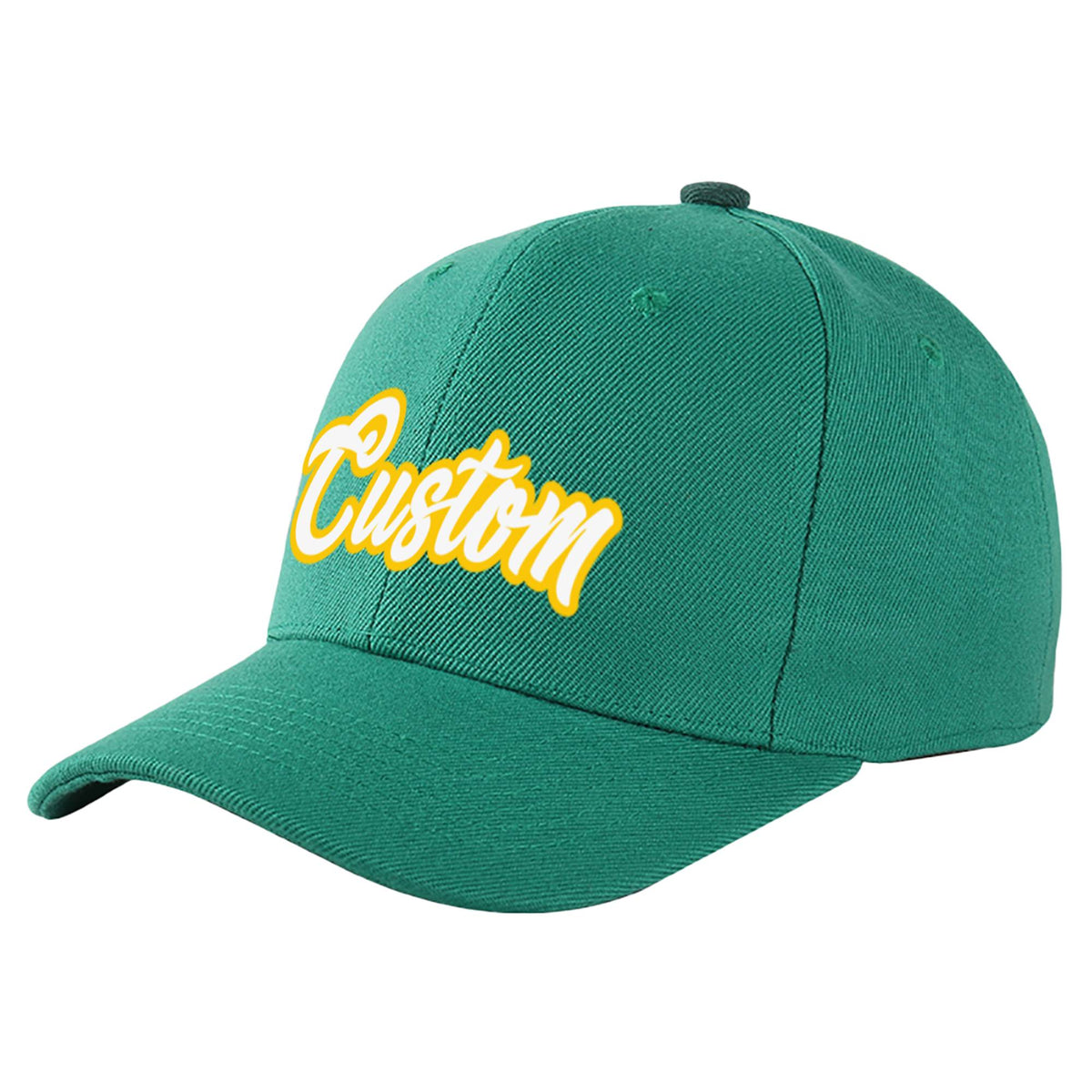 Custom Green White Baseball Cap Curved Eaves Hats Vintage Design for Men/Women/Youth