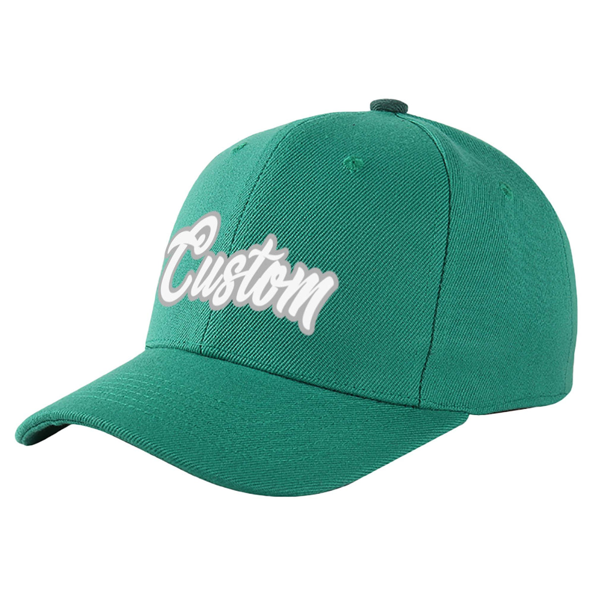 Custom Green White Baseball Cap Curved Eaves Hats Vintage Design for Men/Women/Youth