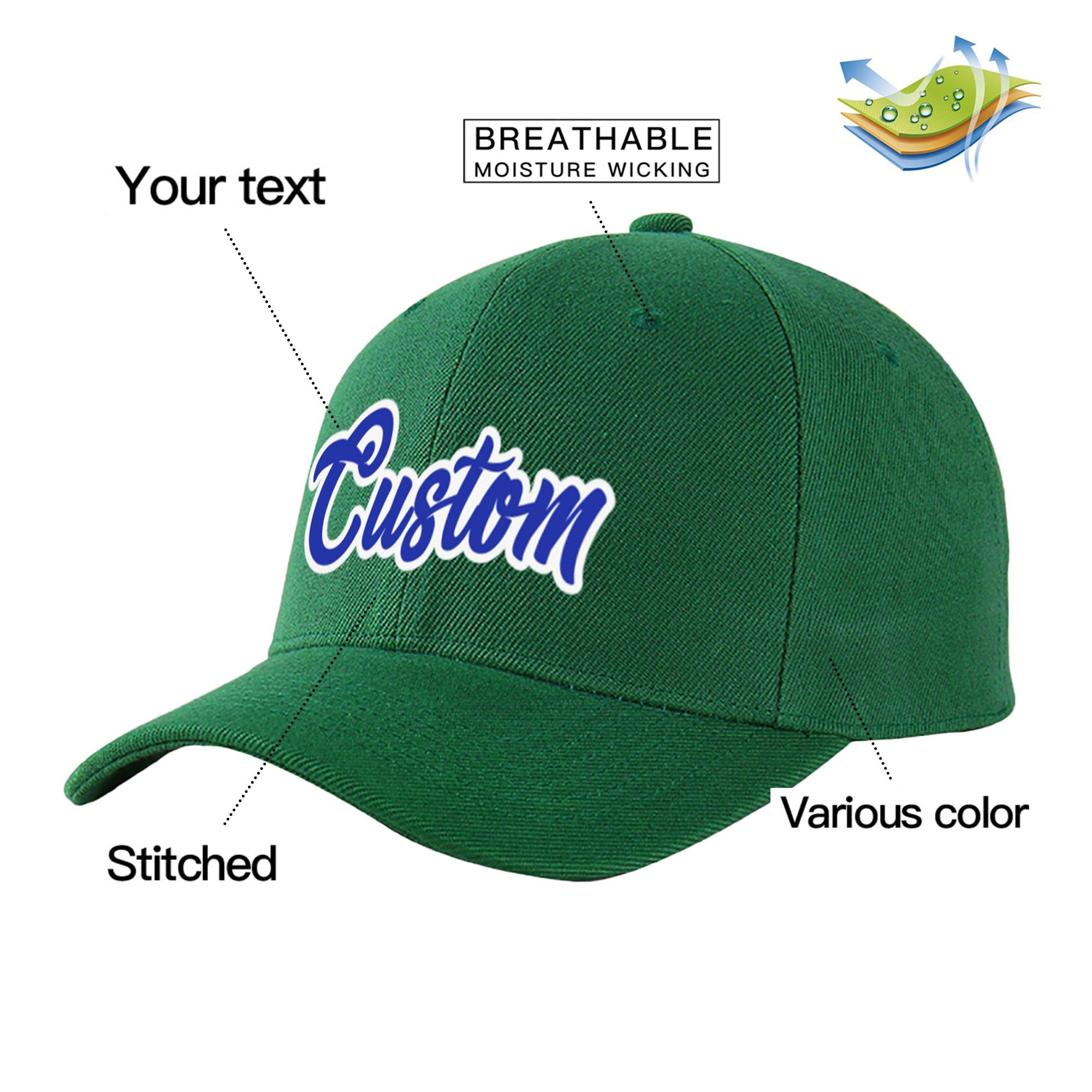 Custom Dark Green Royal Blue Baseball Cap Curved Eaves Hats Vintage Design for Men/Women/Youth