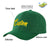 Custom Dark Green Yellow Baseball Cap Curved Eaves Hats Vintage Design for Men/Women/Youth