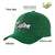 Custom Dark Green White Baseball Cap Curved Eaves Hats Vintage Design for Men/Women/Youth