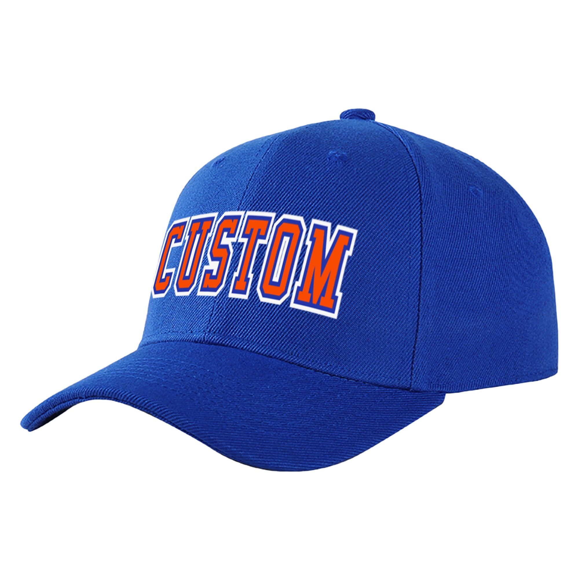 Custom Royal Blue Orange Baseball Cap Curved Eaves Hats Vintage Design for Men/Women/Youth