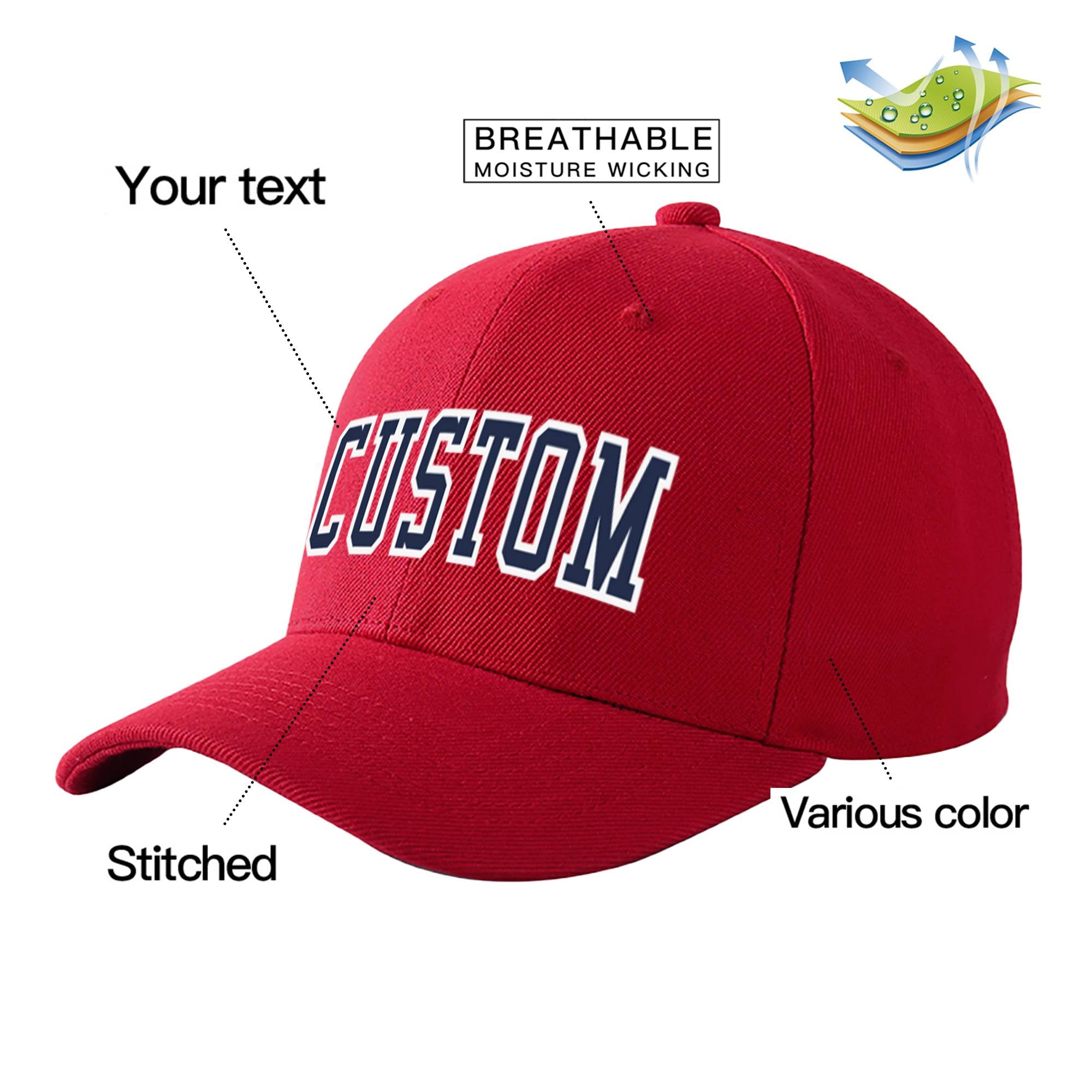 Custom Red Navy Baseball Cap Curved Eaves Hats Vintage Design for Men/Women/Youth