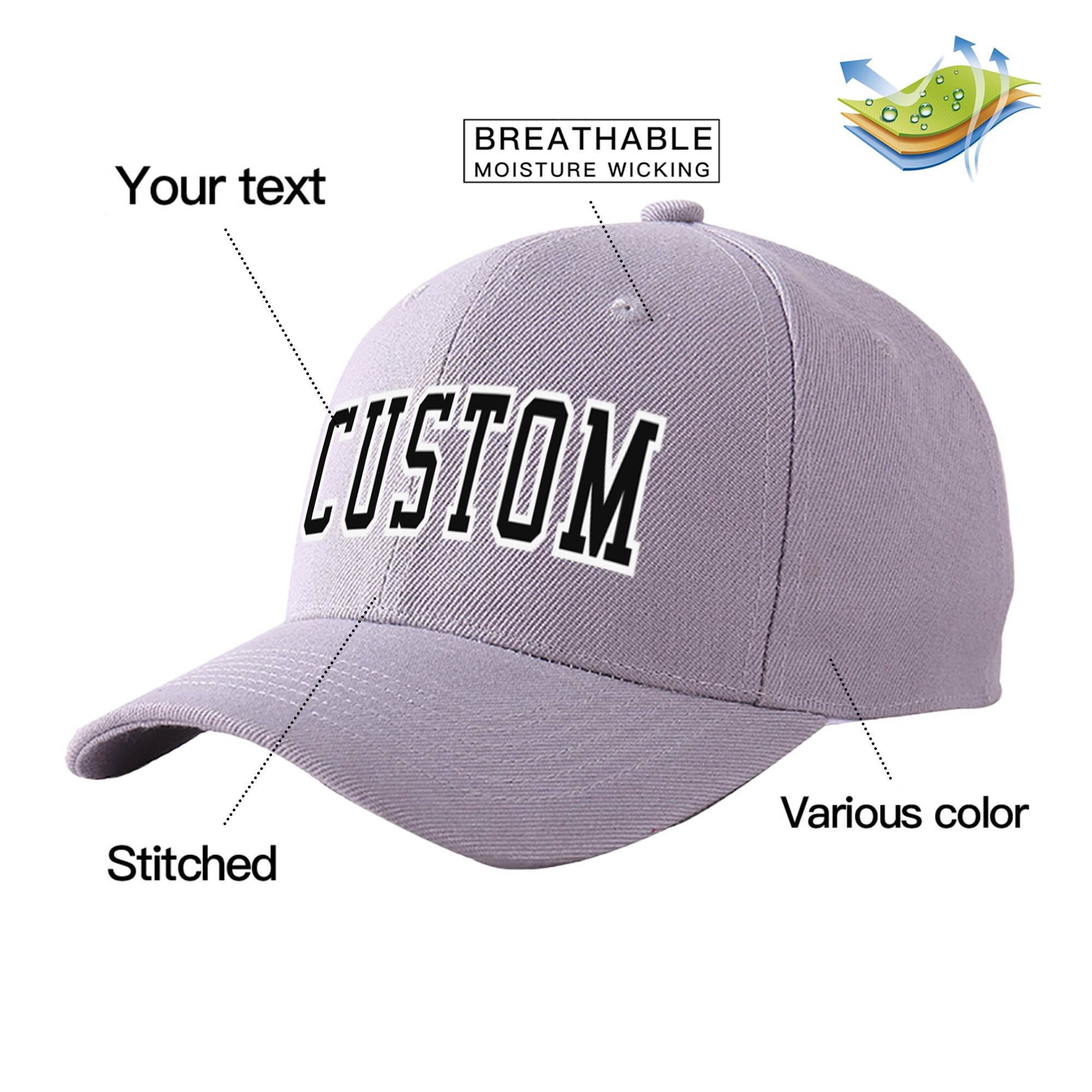 Custom Gray Black Baseball Cap Curved Eaves Hats Vintage Design for Men/Women/Youth