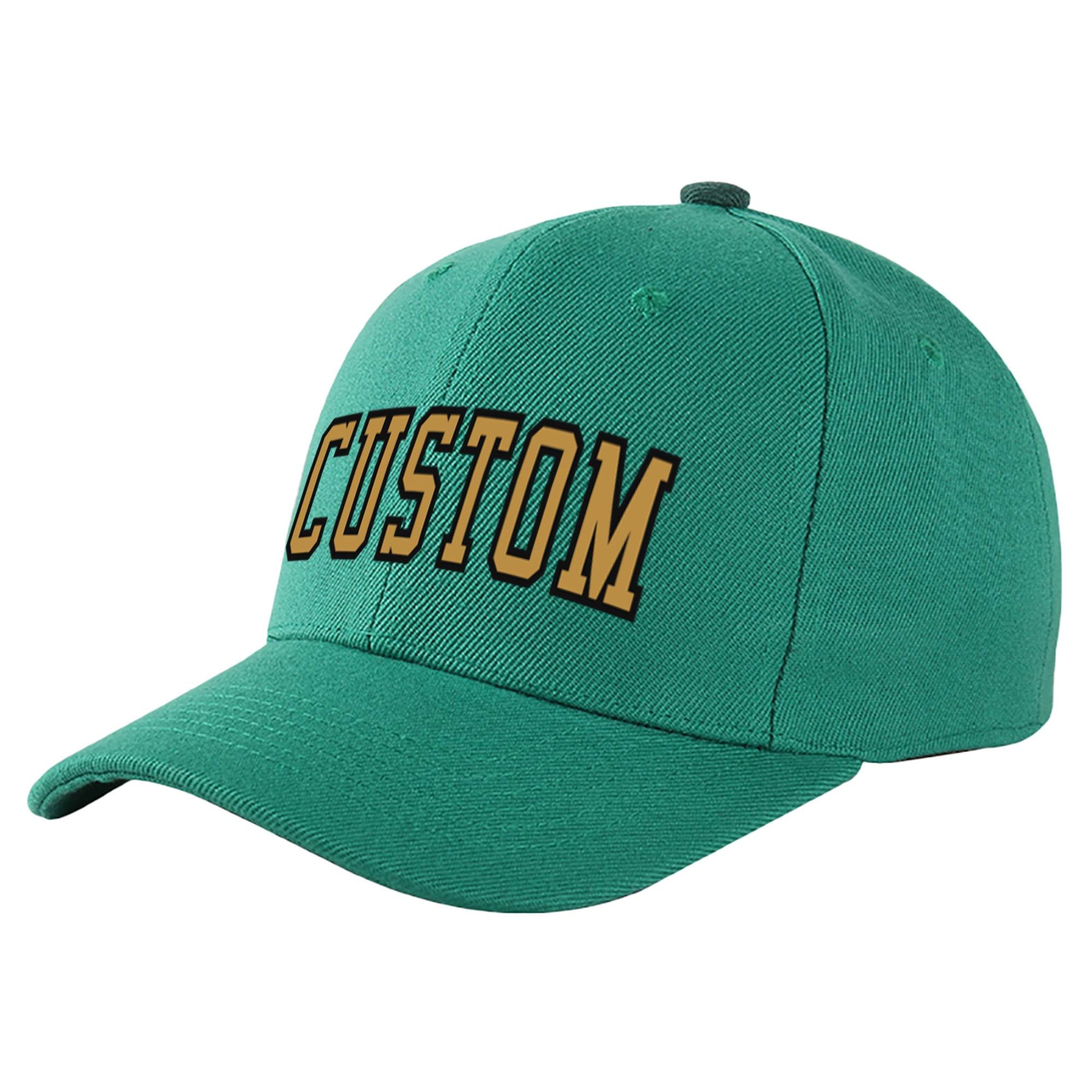 Custom Green Old Gold Baseball Cap Curved Eaves Hats Vintage Design for Men/Women/Youth