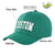 Custom Green White Baseball Cap Curved Eaves Hats Vintage Design for Men/Women/Youth