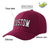 Custom Burgundy White Baseball Cap Curved Eaves Hats Vintage Design for Men/Women/Youth