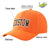 Custom Orange Black Baseball Cap Curved Eaves Hats Vintage Design for Men/Women/Youth