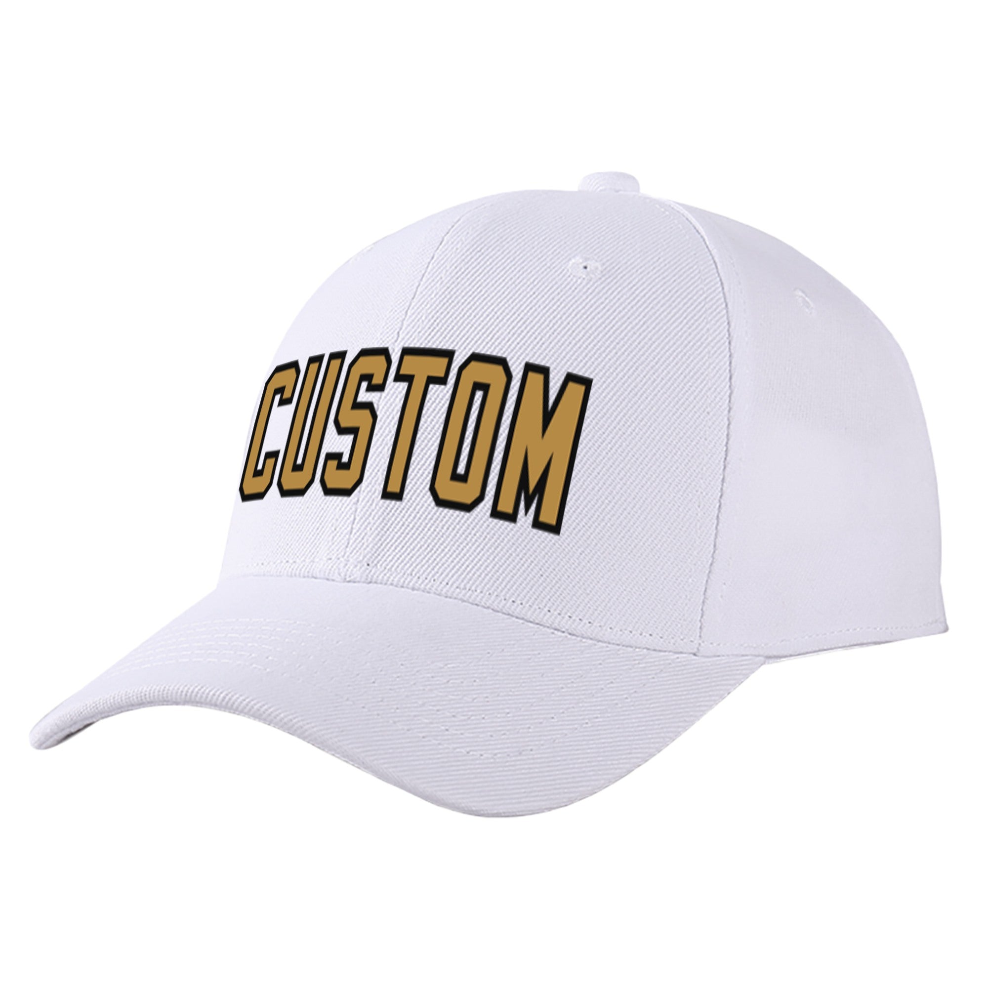 Custom White Old Gold Baseball Cap Curved Eaves Hats Vintage Design for Men/Women/Youth