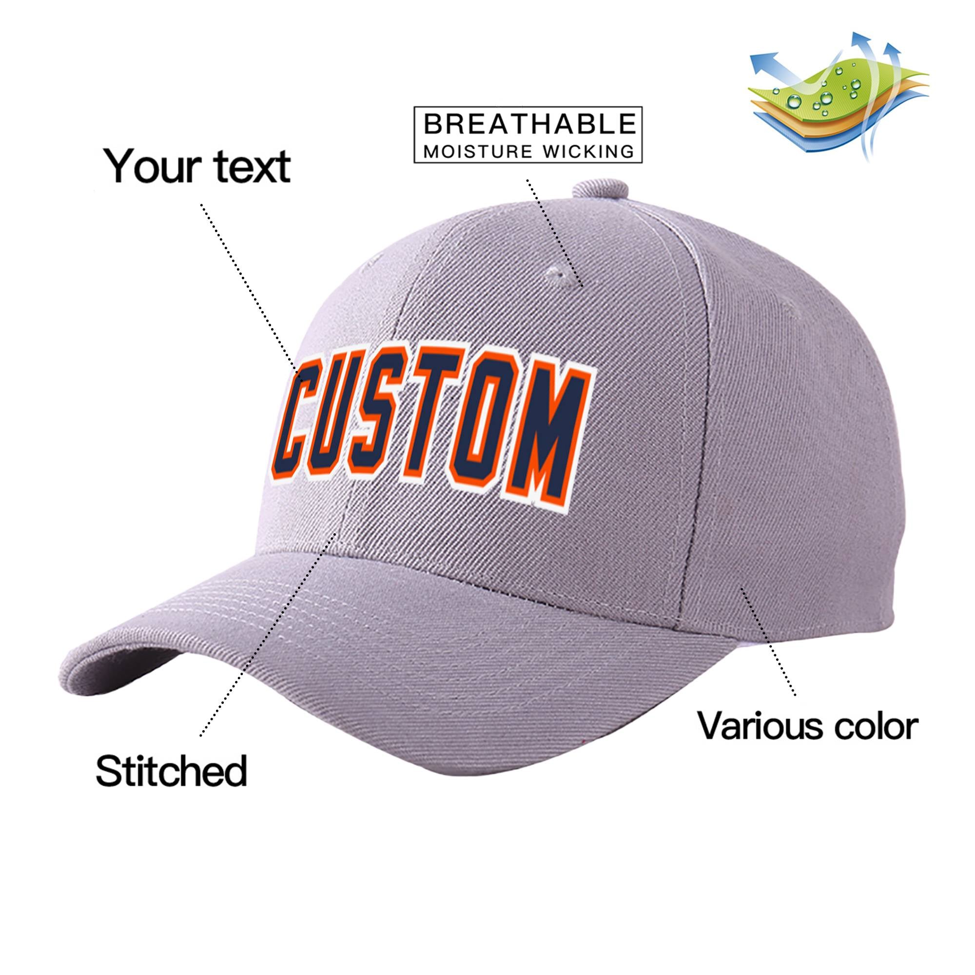 Custom Gray Navy Baseball Cap Curved Eaves Hats Vintage Design for Men/Women/Youth