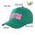 Custom Green Pink Baseball Cap Curved Eaves Hats Vintage Design for Men/Women/Youth