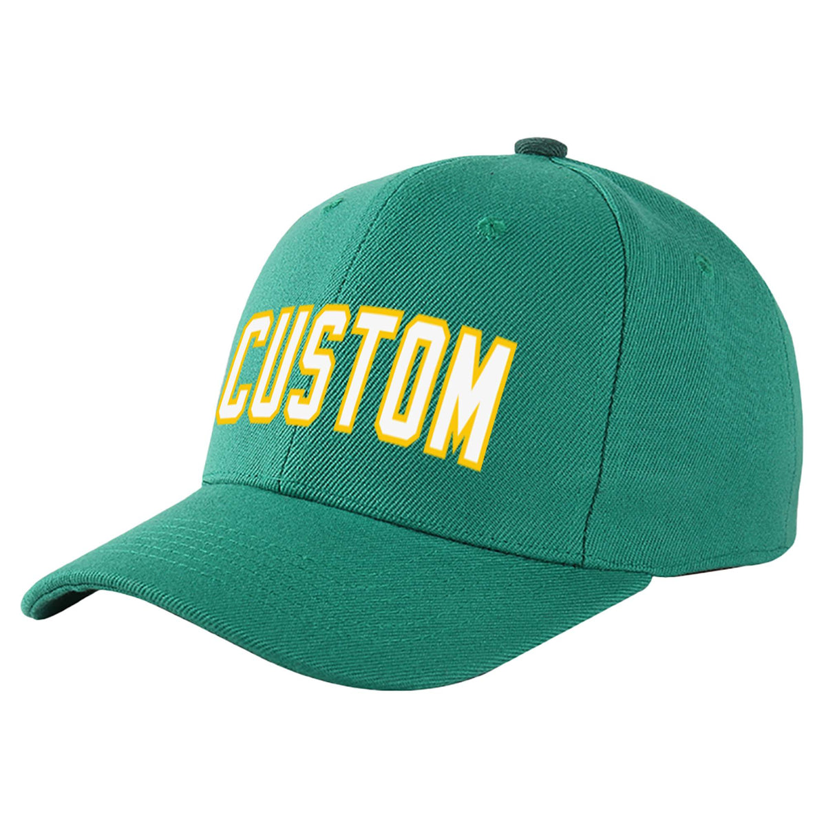 Custom Green White Baseball Cap Curved Eaves Hats Vintage Design for Men/Women/Youth