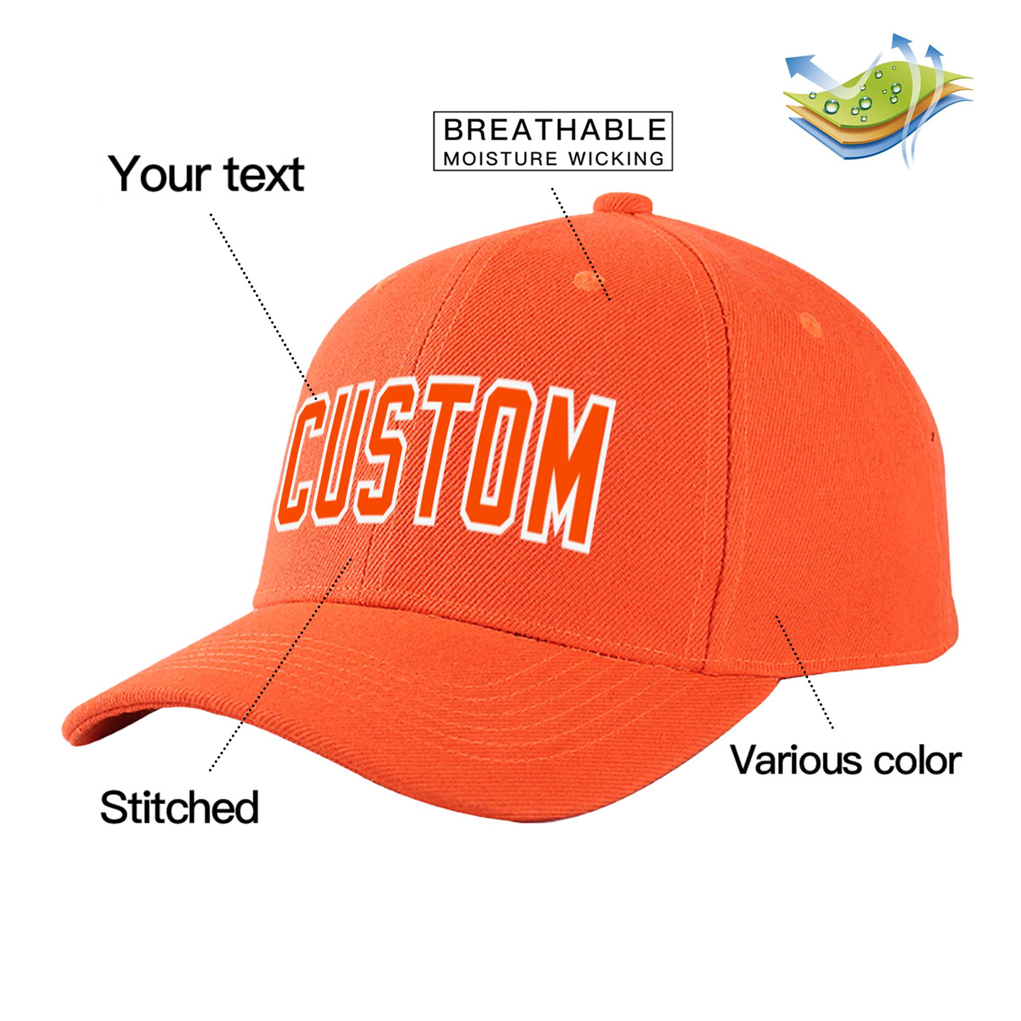 Custom Orange Orange Baseball Cap Curved Eaves Hats Vintage Design for Men/Women/Youth