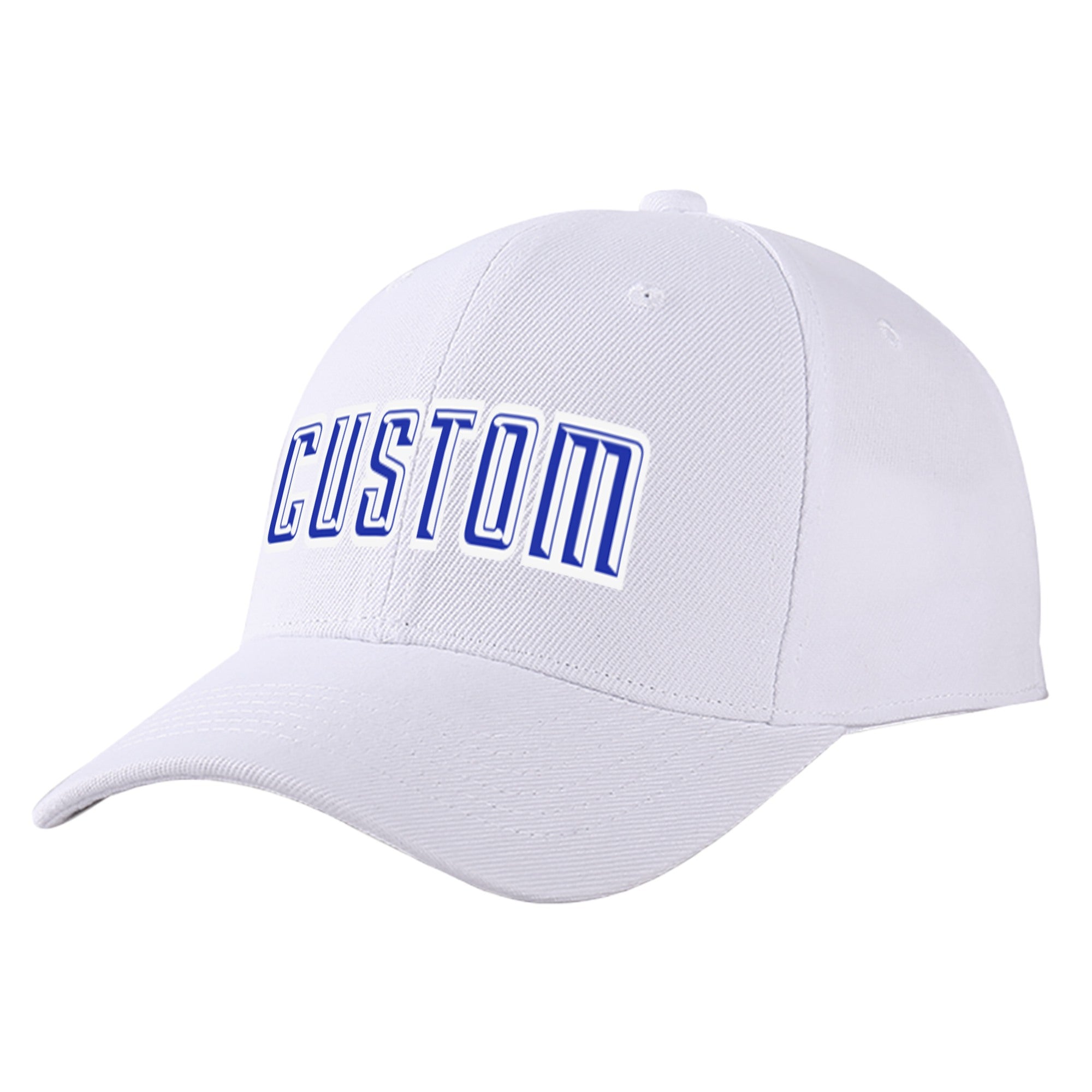 Custom White Royal Blue Baseball Cap Curved Eaves Hats Vintage Design for Men/Women/Youth