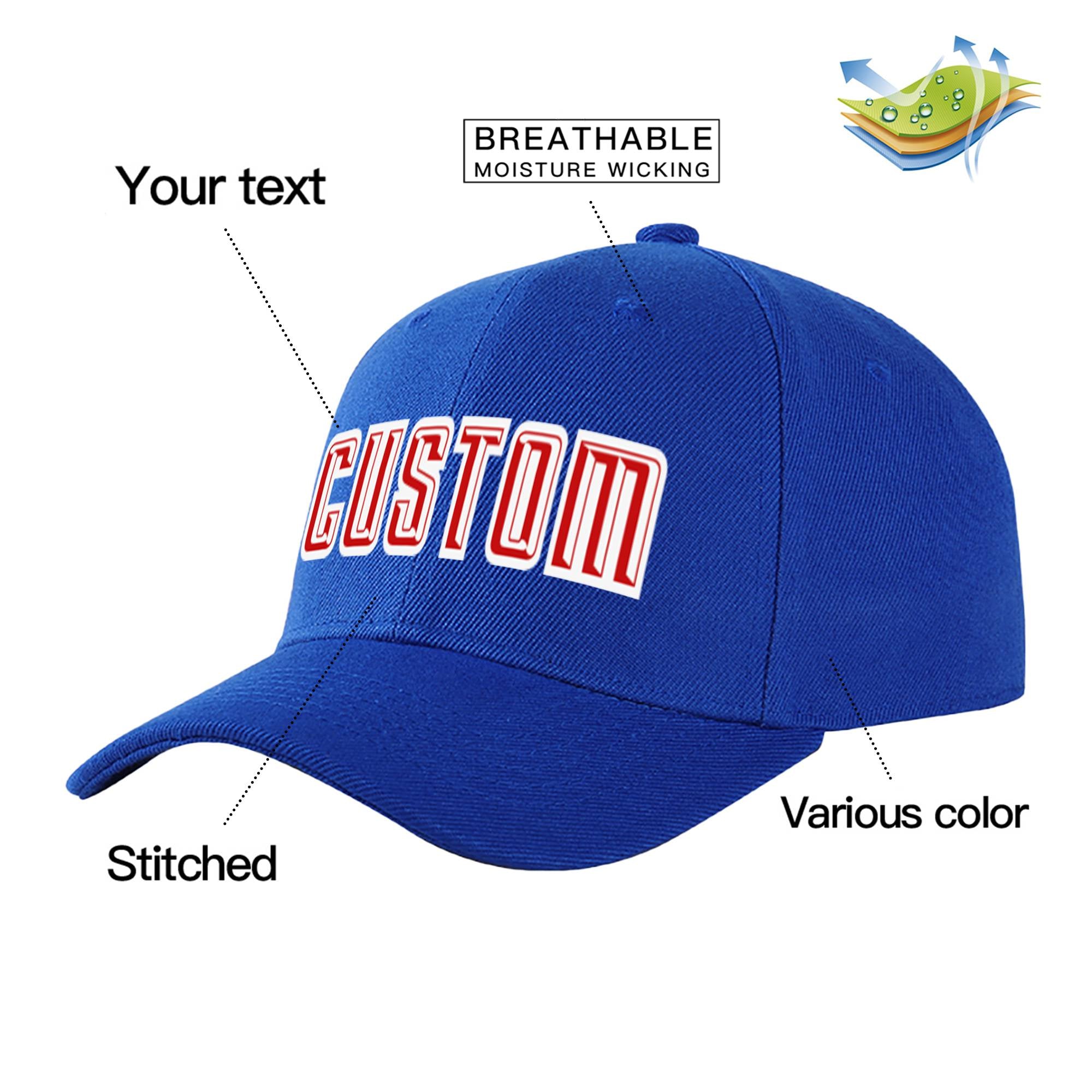 Custom Royal Blue Red Baseball Cap Curved Eaves Hats Vintage Design for Men/Women/Youth