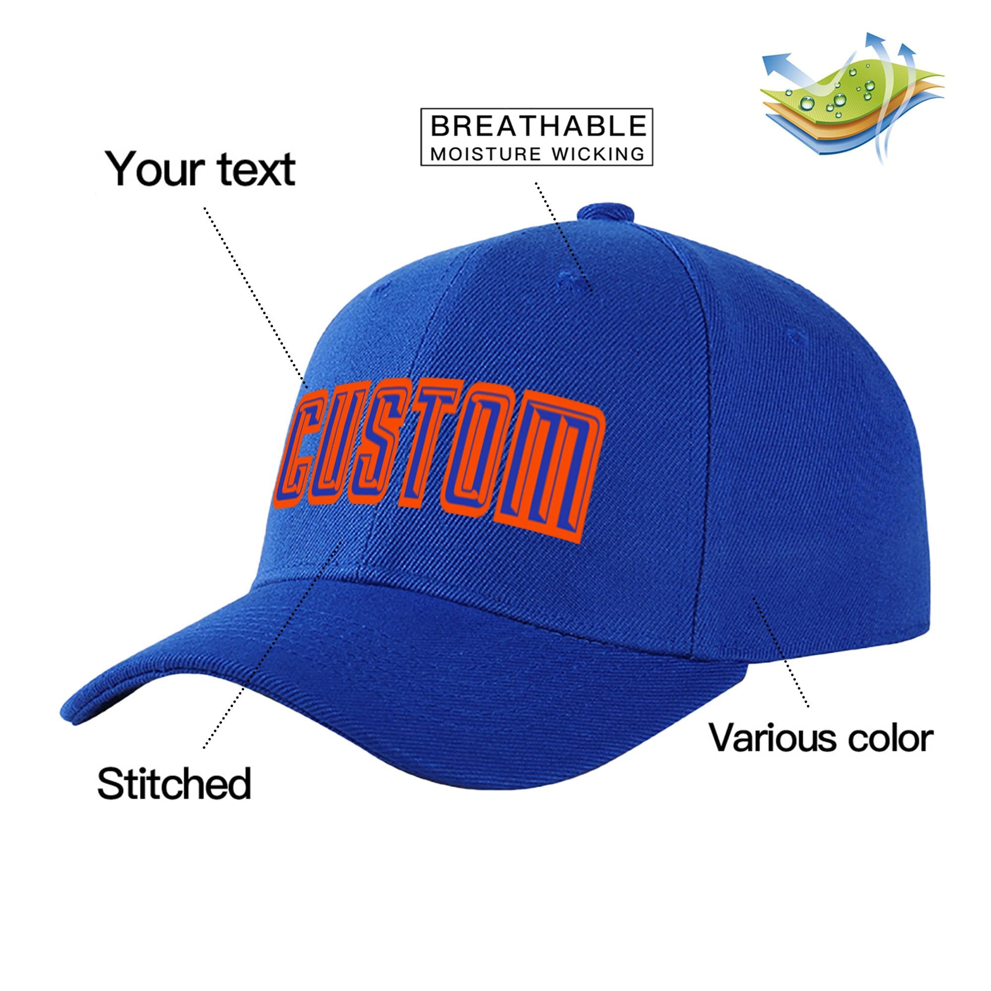 Custom Royal Blue Royal Blue Baseball Cap Curved Eaves Hats Vintage Design for Men/Women/Youth