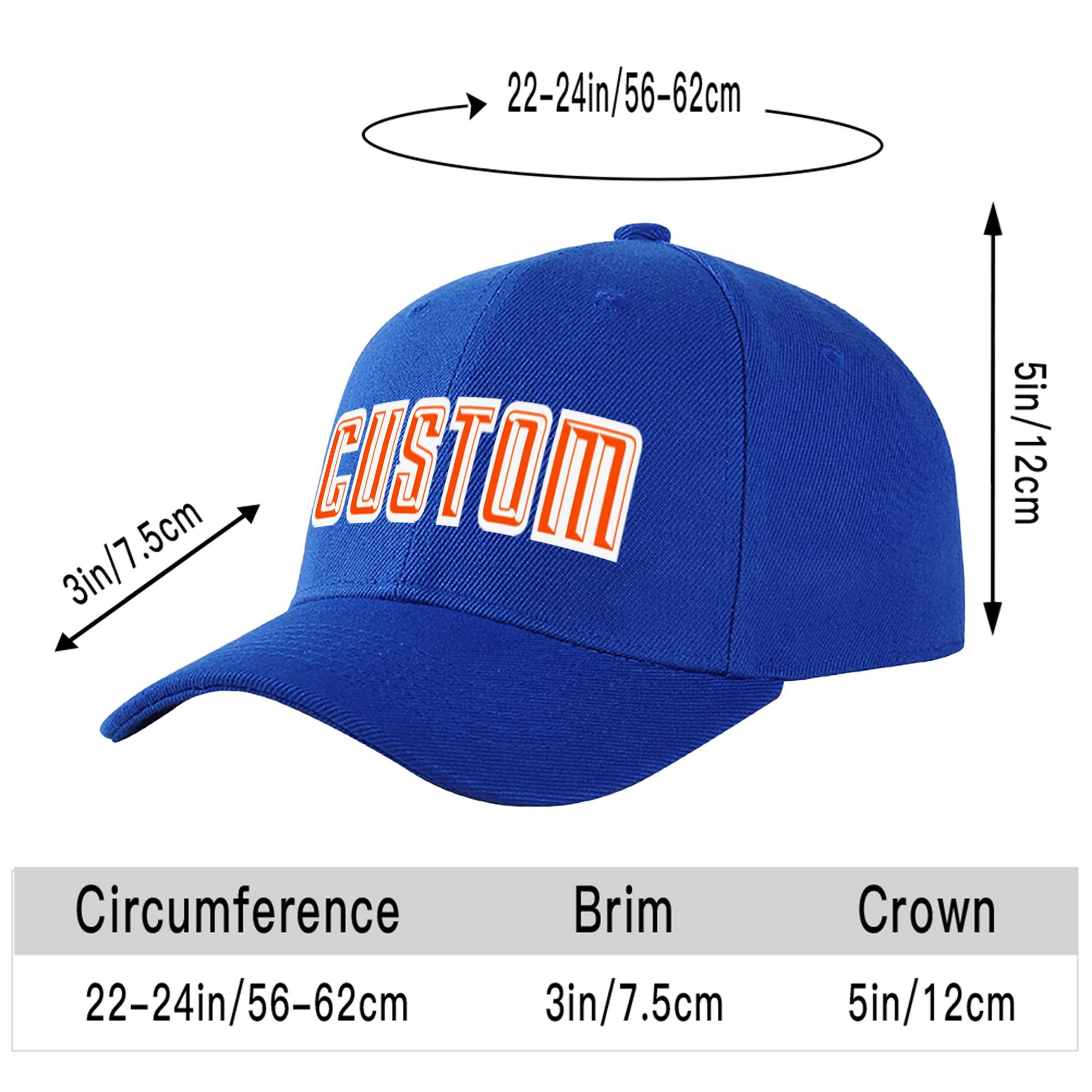 Custom Royal Blue Orange Baseball Cap Curved Eaves Hats Vintage Design for Men/Women/Youth