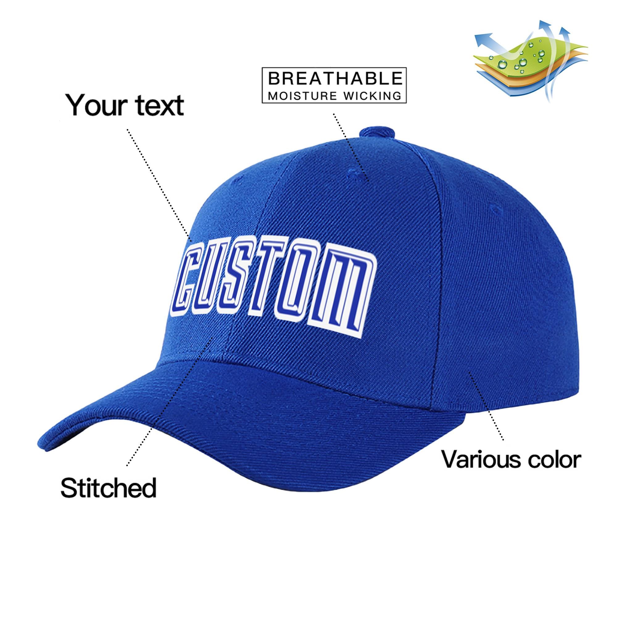 Custom Royal Blue Royal Blue Baseball Cap Curved Eaves Hats Vintage Design for Men/Women/Youth