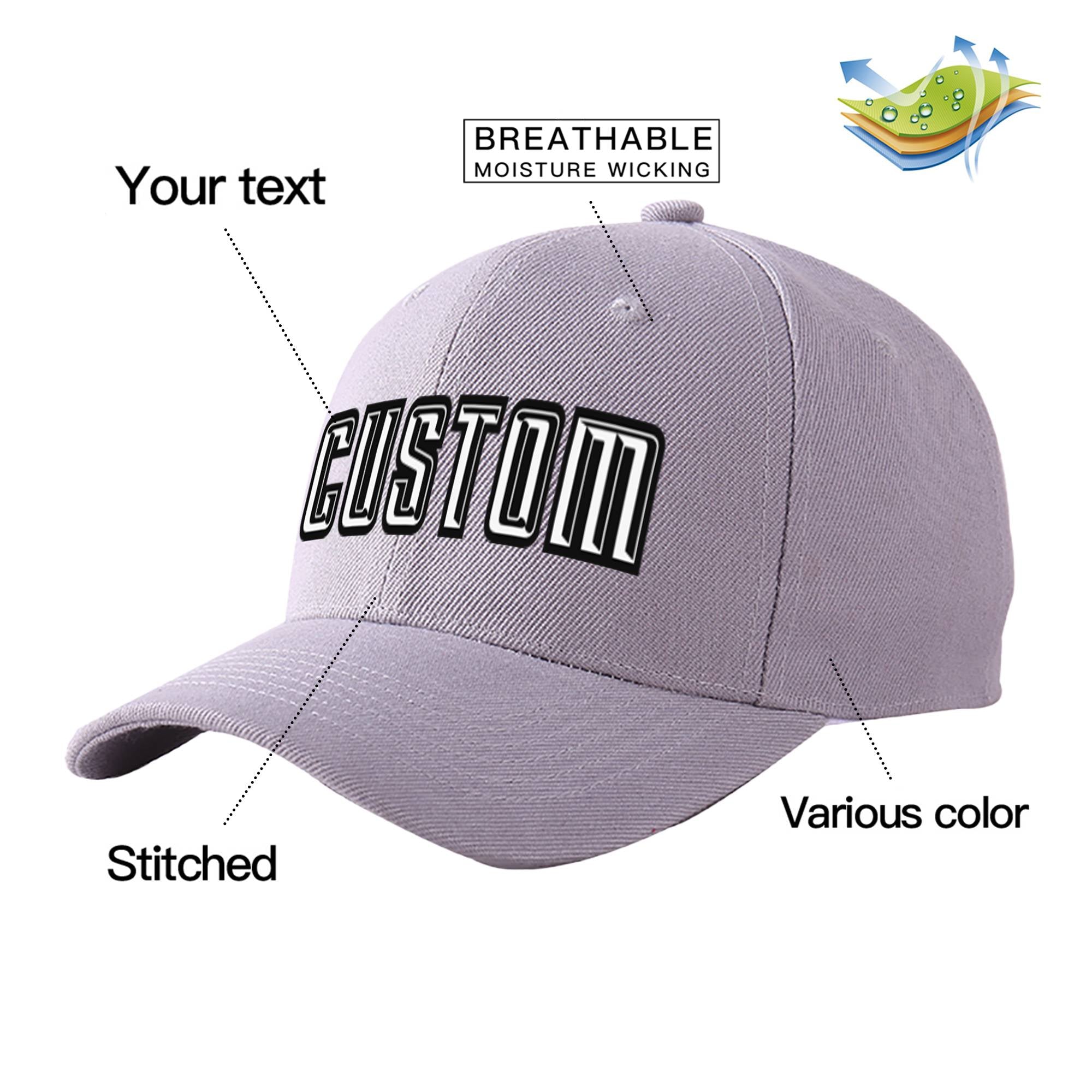 Custom Gray White Baseball Cap Curved Eaves Hats Vintage Design for Men/Women/Youth